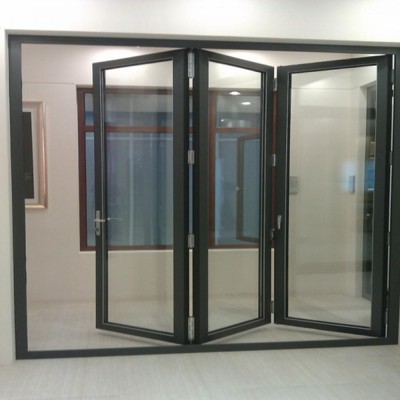 Wind Proof Double Glazing Aluminum Glass Folding Doors
