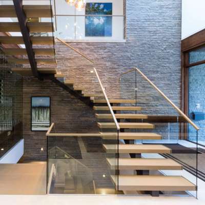 provide design clear glass fiberglass stair railing with stainless steel316 standoff