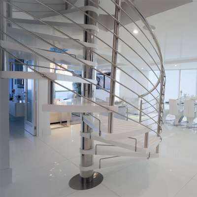 modern appearance exterior spiral staircase handrail design with ss316 solid rod railing