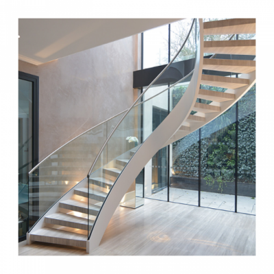 Fashion Design Indoor Plate Stringer/beam Curved Stairs / Arc Staircase